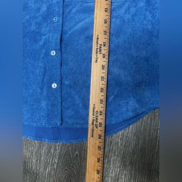 ZARA Fine-Waled Corduroy Oversized Blue Button-Up Shirt Size XS - Picture 15 of 15